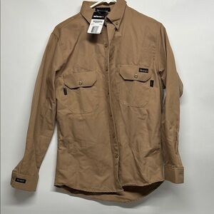 Men's size 38R small work right FR flame resistant tan button shirt new with tax